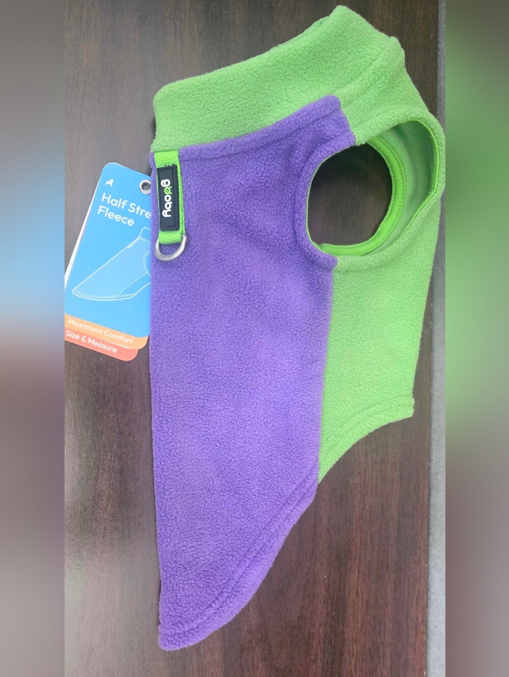 Gooby Half Stretch Fleece Dog Vest, Purple/Green, Small